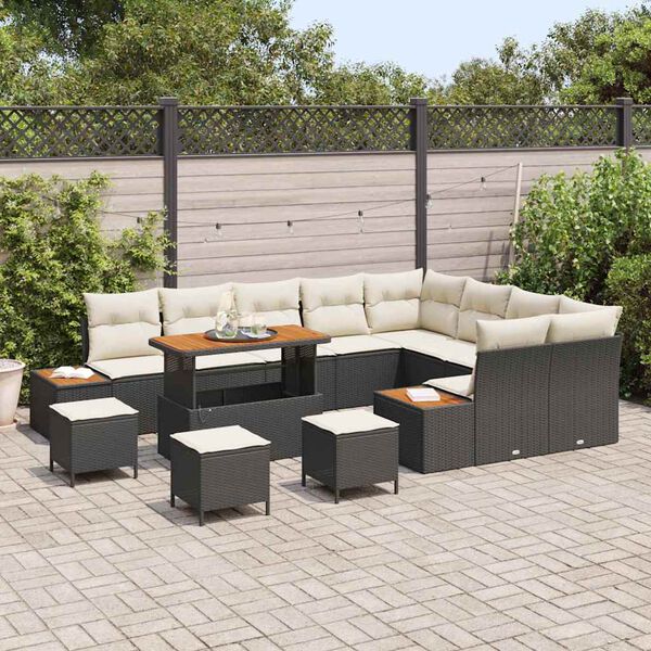 vidaXL Ensemble de canap&eacute; de jardin 13 pcs Noir Poly rotin