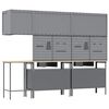 vidaXL Ensemble de placards de travail avec tiroir 10 pcs Noir et gris
