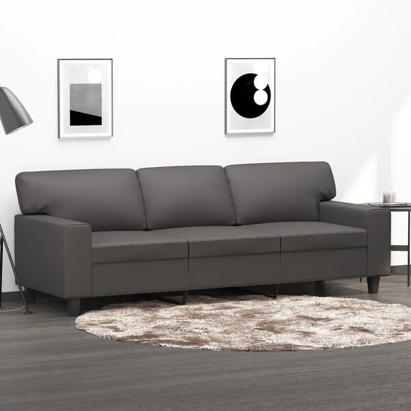 vidaXL Canap&eacute; &agrave; 3 places Gris 180 cm Similicuir
