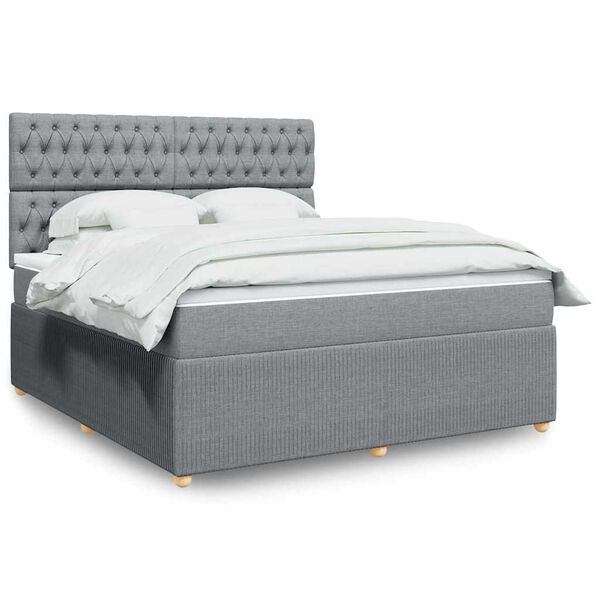 vidaXL Sommier &agrave; lattes de lit avec matelas Gris clair 180x200cm Tissu