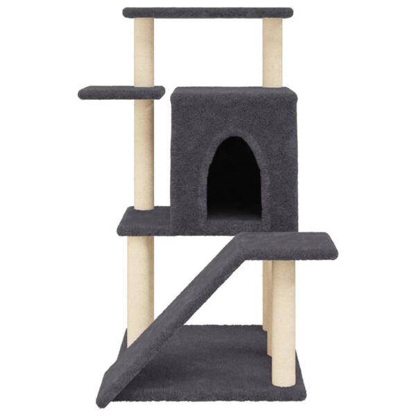 vidaXL Arbre &agrave; chat avec griffoirs en sisal gris fonc&eacute; 97 cm