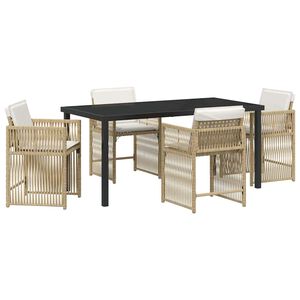 vidaXL Ensemble de salle &agrave; manger pour jardin 5 pcs Beige polyrotin