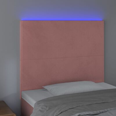 vidaXL Tête de lit à LED Rose 100x5x118/128 cm Velours