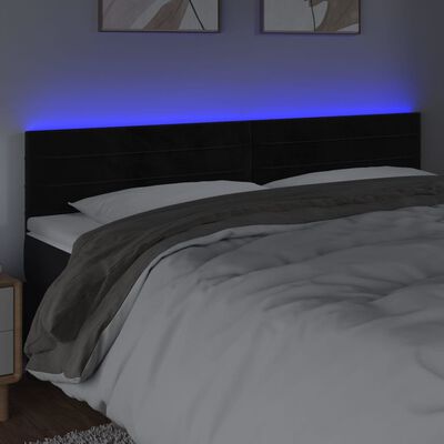 vidaXL Tête de lit à LED Noir 160x5x78/88 cm Velours