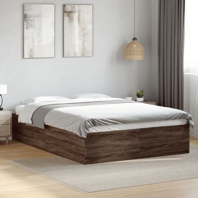 vidaXL Cadre de lit chêne marron 120x200 cm bois d'ingénierie