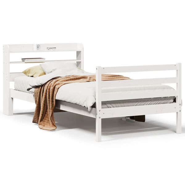 vidaXL Cadre de lit avec t&ecirc;te de lit sans matelas blanc 100x200 cm