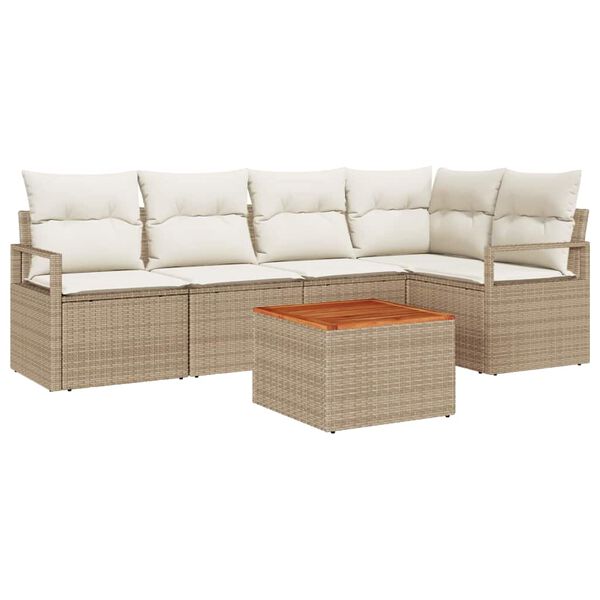 vidaXL Ensemble de canap&eacute; de jardin avec coussin 6 pcs Beige polyrotin