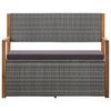 vidaXL Banc de rangement 115 cm R&eacute;sine tress&eacute;e et bois d'acacia Gris