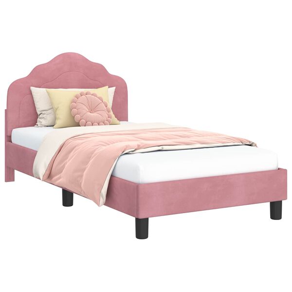 vidaXL Cadre de lit pour enfants avec t&ecirc;te de lit Rose 80 x 160 cm