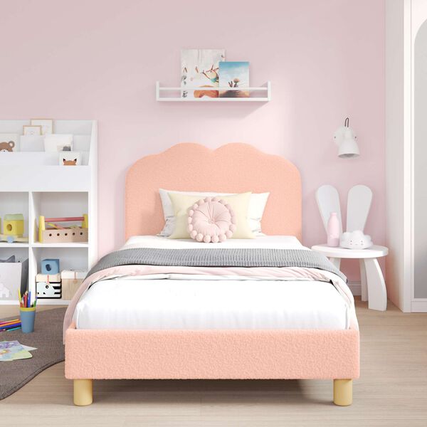 vidaXL Cadre de lit pour enfants avec t&ecirc;te de lit Rose 90 x 190 cm