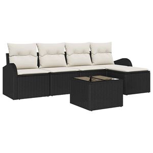 vidaXL Ensemble de canap&eacute; de jardin avec coussin 6 pcs Noir Poly rotin