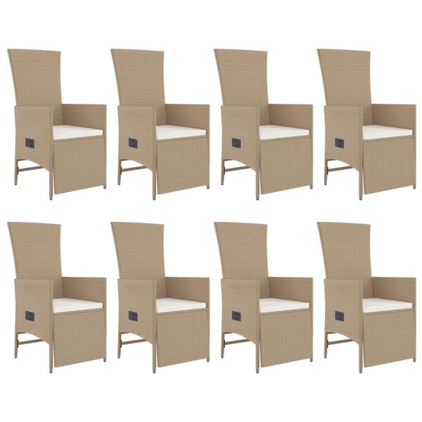 vidaXL Ensemble &agrave; manger de jardin et coussins 9 pcs beige Poly rotin