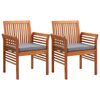 vidaXL Chaises &agrave; manger de jardin et coussins lot de 2 acacia massif