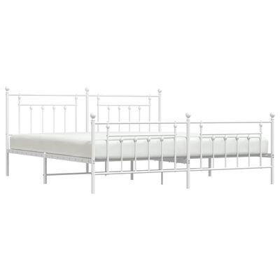 vidaXL Cadre de lit métal sans matelas et pied de lit blanc 193x203 cm