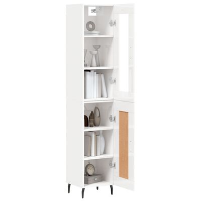 vidaXL Buffet haut Blanc brillant 34,5x34x180 cm Bois d'ingénierie