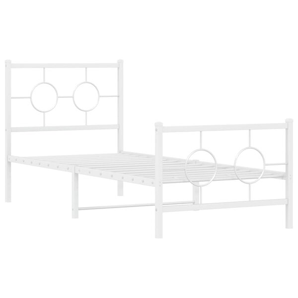 vidaXL Cadre de lit métal sans matelas avec pied de lit blanc 80x200cm