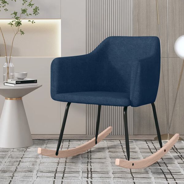 vidaXL Chaise &agrave; bascule Bleu Tissu