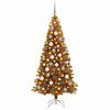 vidaXL Sapin de No&euml;l avec 300 LED avec support Dor&eacute; 180 cm PET