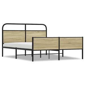 vidaXL Cadre de lit en m&eacute;tal sans matelas ch&ecirc;ne sonoma 160x200 cm