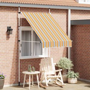 vidaXL Auvent r&eacute;tractable manuel 150 cm Rayures jaunes et bleues