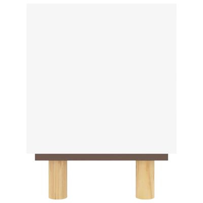 vidaXL Meuble TV Blanc 80x30x40 cm Bois de pin massif et rotin naturel