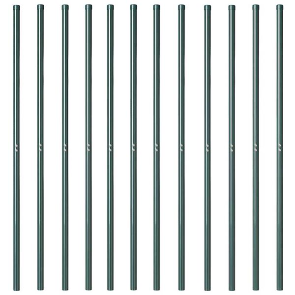 vidaXL Poteau de cl&ocirc;ture. 12 pcs Vert Acier peint par poudre
