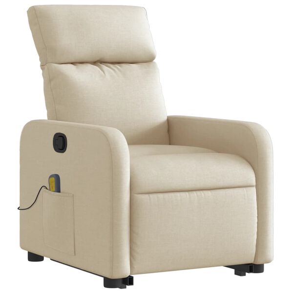 vidaXL Fauteuil inclinable de massage Cr&egrave;me Tissu