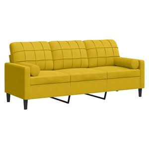 vidaXL Canap&eacute; 3 places avec oreillers d&eacute;coratifs jaune 180 cm velours