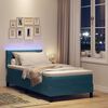 vidaXL Lit &agrave; ressort LED avec matelas Bleu fonc&eacute; 90 x 190 cm Velours