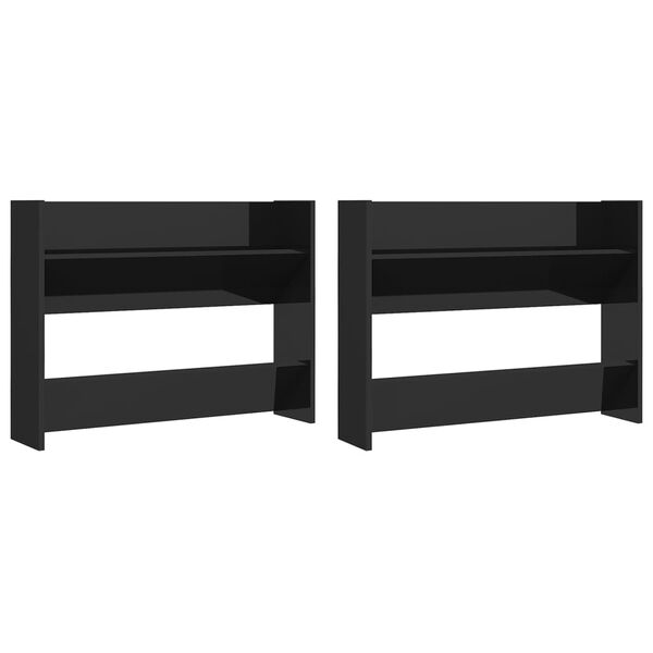 vidaXL Armoires &agrave; chaussures murales 2 pcs blanc brillant 80x18x60 cm