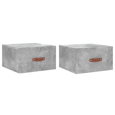 vidaXL Tables de chevet murales 2 pcs gris béton 35x35x20 cm