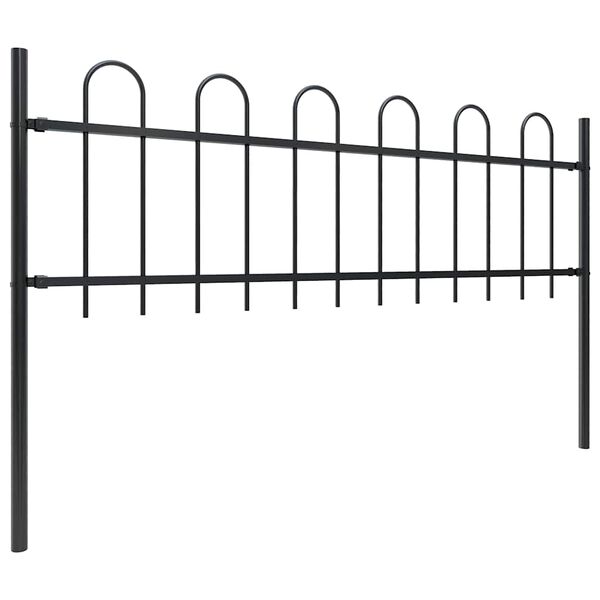 vidaXL Cl&ocirc;ture de jardin avec arceau en acier 1781,5 x 60 cm Noir