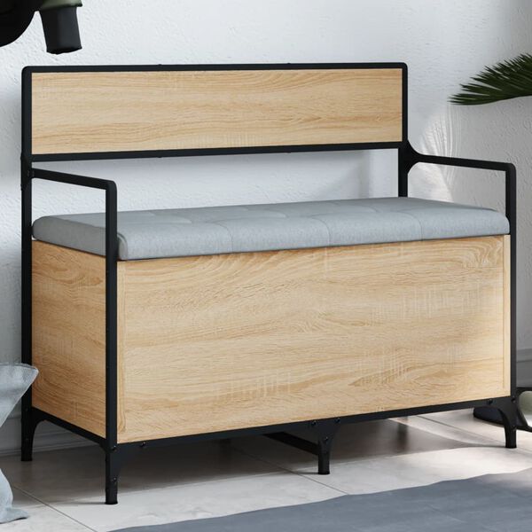 vidaXL Banc de rangement ch&ecirc;ne sonoma 85,5x42x73,5cm bois d'ing&eacute;nierie