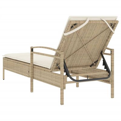 vidaXL Chaise longue avec coussin beige 63x200x81 cm résine tressée