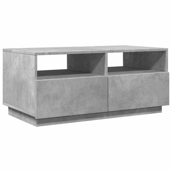 vidaXL Table basse avec lumi&egrave;res LED gris b&eacute;ton 90x49x40 cm