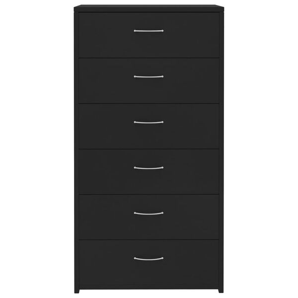 vidaXL Buffet avec 6 tiroirs Noir 50x34x96 cm Bois d'ingénierie