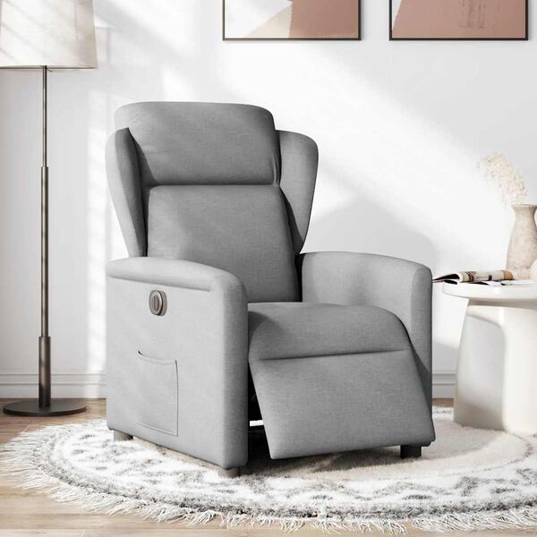 vidaXL Fauteuil inclinable &eacute;lectrique Gris clair Tissu