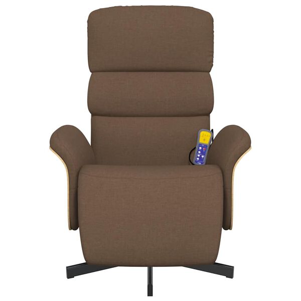 vidaXL Fauteuil inclinable de massage avec repose-pieds marron tissu