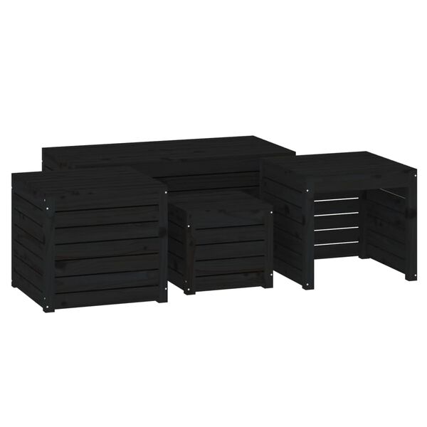 vidaXL Ensemble de bo&icirc;tes de jardin 4 pcs noir bois de pin massif