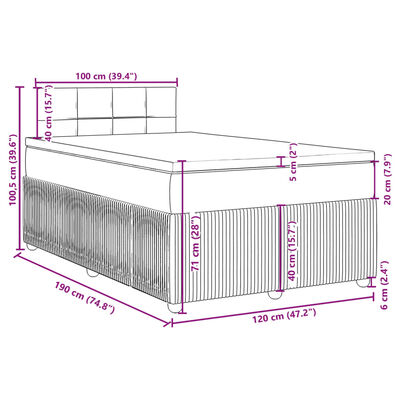 vidaXL Sommier à lattes de lit avec matelas gris foncé 120x190cm tissu