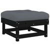 vidaXL Salon de jardin 5 pcs avec coussins noir bois massif