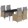 vidaXL Ensemble &agrave; manger de jardin coussins 5 pcs m&eacute;lange beige rotin