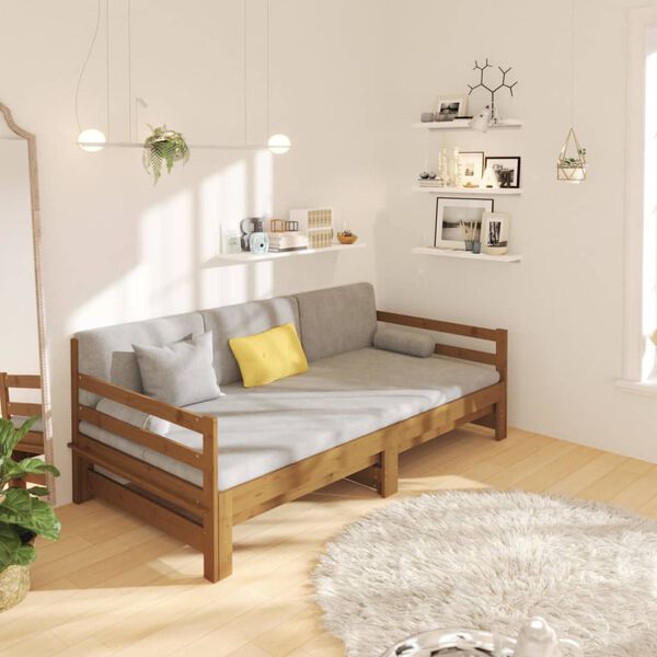 vidaXL Lit coulissant sans matelas marron miel 2x(80x200)cm