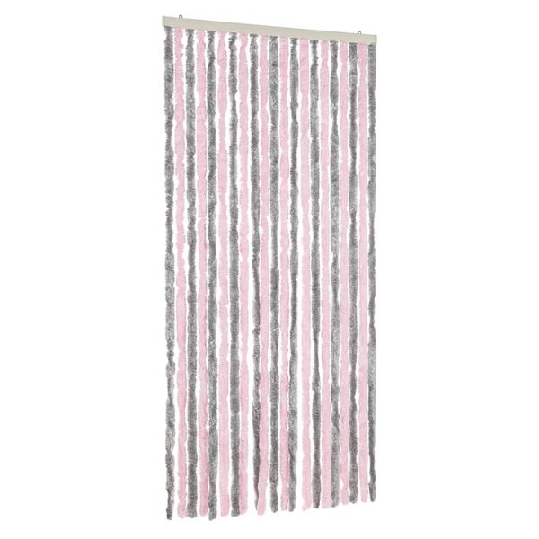 vidaXL Rideau anti-mouches gris argent&eacute; et rose 90x200 cm chenille