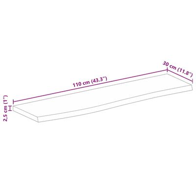 vidaXL Dessus de table à bord vivant 110x30x2,5cm bois massif manguier