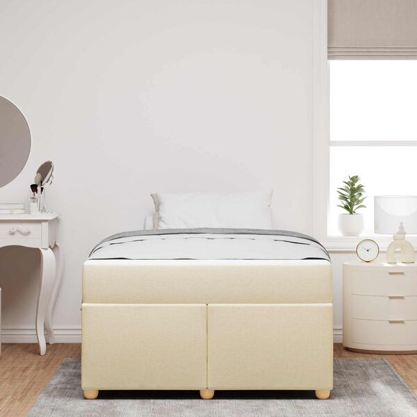 vidaXL Cadre de lit avec matelas Cr&egrave;me 120 x 190 cm tissu