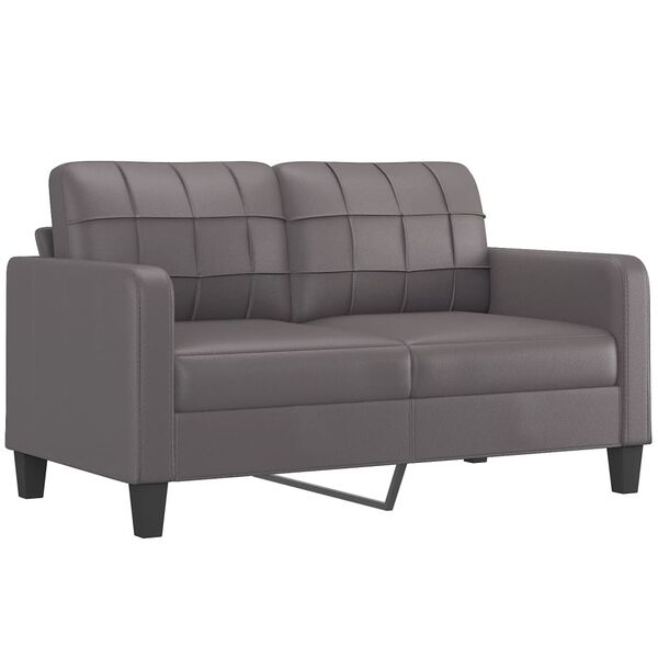 vidaXL Ensemble de canap&eacute;s 3 pcs avec coussins Gris Similicuir