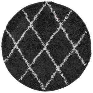 vidaXL Tapis shaggy &agrave; poils longs moderne noir et cr&egrave;me &Oslash; 80 cm