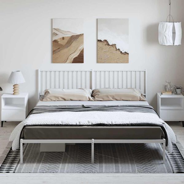 vidaXL Cadre de lit m&eacute;tal sans matelas et t&ecirc;te de lit blanc 183x213 cm