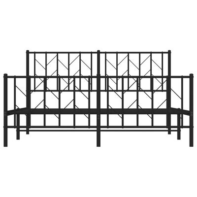 vidaXL Cadre de lit métal sans matelas avec pied de lit noir 150x200cm